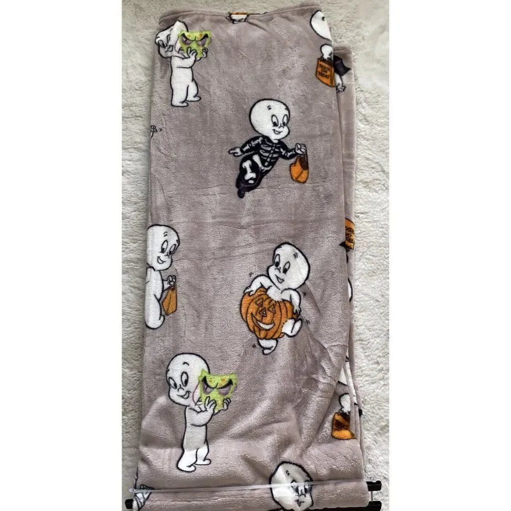 Casper The Friendly Ghost Plush Soft Blanket Throw 50x70” Halloween Costumes NEW
